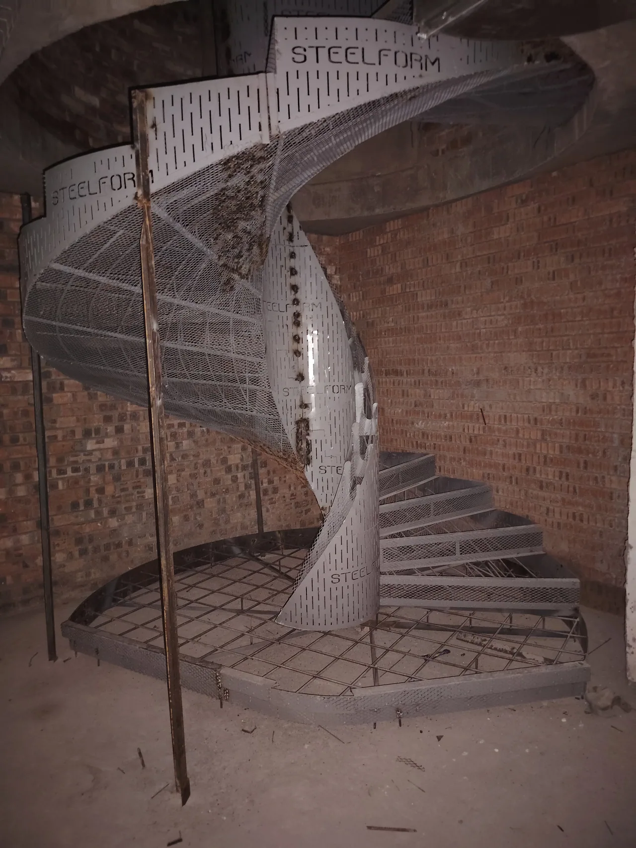 Spiral staircase steelwork under construction